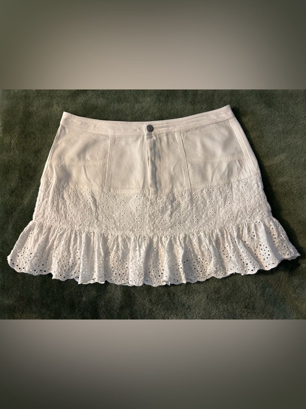 Altar'd State White Eyelet Ruffle Mini Skirt